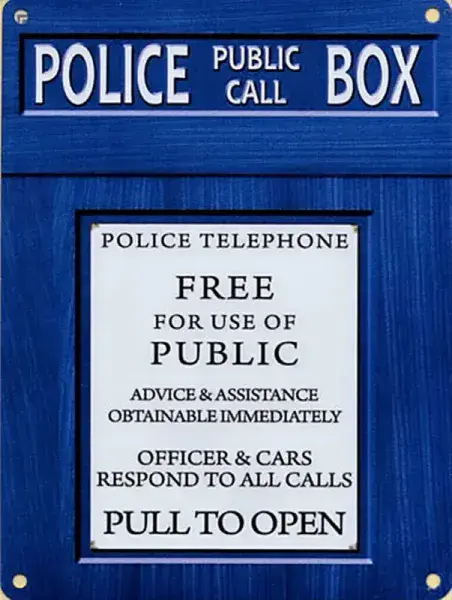 Doctor Who Police Box small steel sign 200mm x 150mm