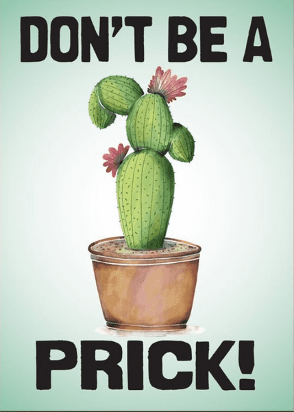 Don't Be A Prick  Fridge Magnet  90mm x 65mm (sf)