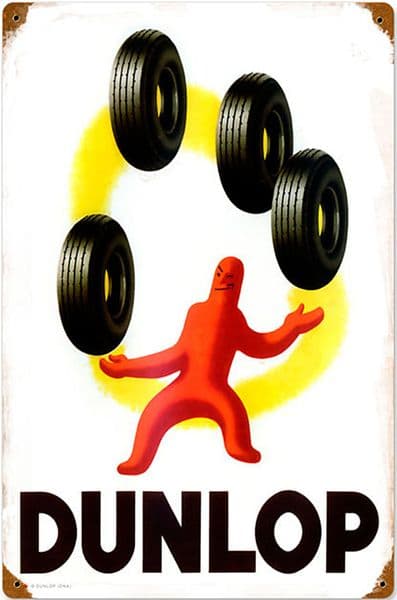Dunlop Juggling rusted steel sign 440mm x 290mm  (pst)