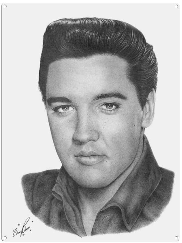 Elvis Headshot Pencil Portrait by Chris Burns fridge magnet (og)