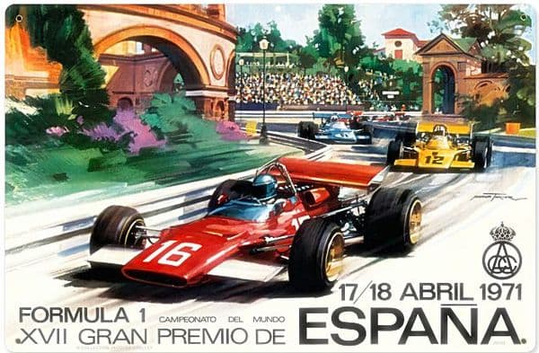 Espana (Spanish) Grand Prix 1971 rusted steel sign 440mm x 290mm (pst)