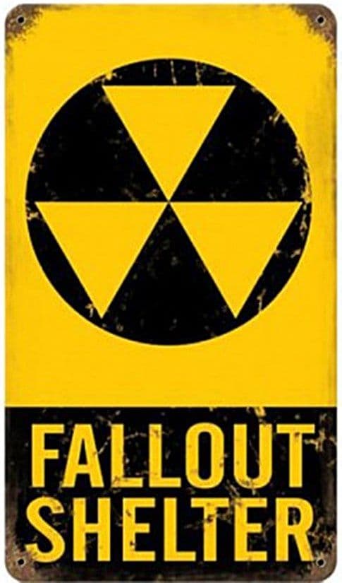 Fallout Shelter rusted steel sign 340mm x 200mm pst