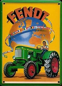 Fendt Tractors Globe metal postcard / mini-sign   (hi)