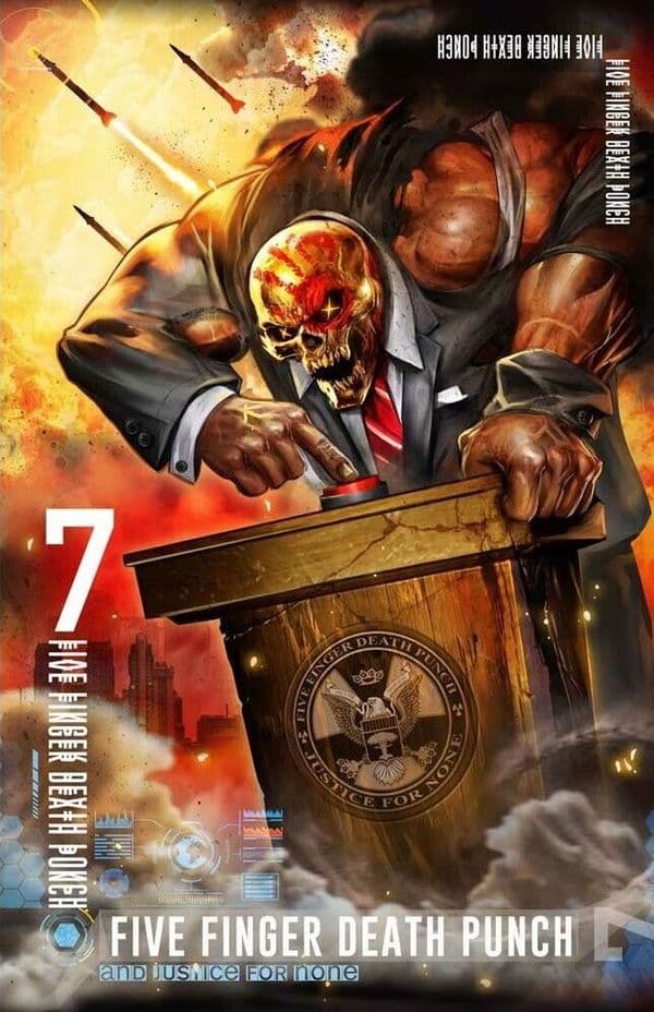 Five Finger Death Punch And Justice For None large fabric poster / flag 1100mm x 750mm (rz)