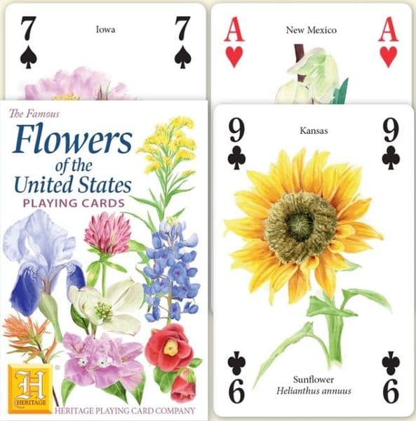 Flowers of the United States set of 52 playing cards (+ jokers)