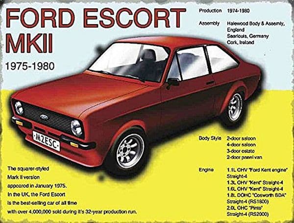 Ford Escort MK11 small steel sign 200mm x 150mm (og)