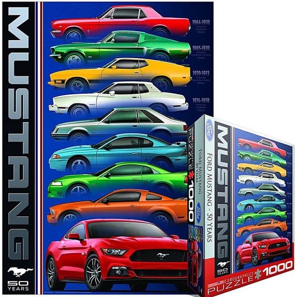 Ford Mustang 50Years 9 Types 1000 piece jigsaw puzzle by Eurographics 680mm x490mm
