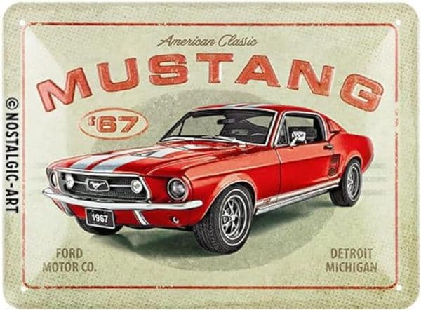 Ford Mustang '67 small metal sign 200mm x 150mm