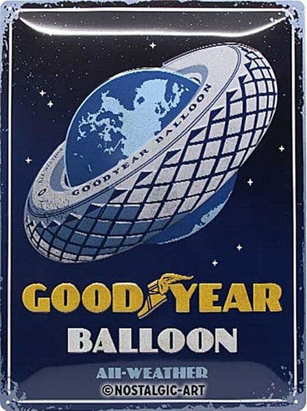 Goodyear Balloon All-Weather Tires  large embossed metal sign 400mm x 300mm (na)