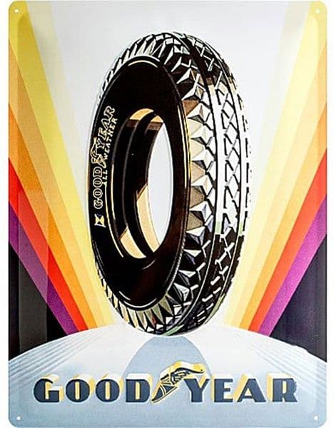 Goodyear Tires Rainbow large embossed metal sign 400mm x 300mm (na)