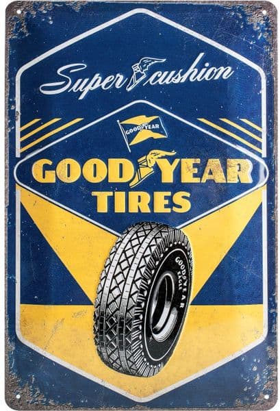 Goodyear Tires Super Cushion embossed metal sign 300mm x 200mm (na)