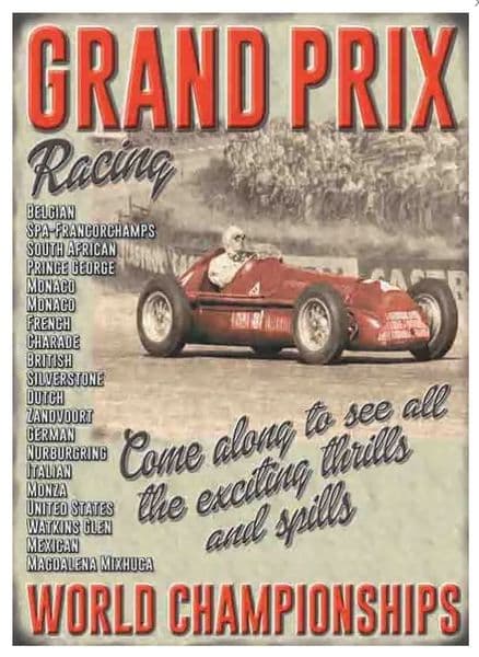 Grand Prix Racing Venues Small Metal Sign 200mm x 150mm (og)