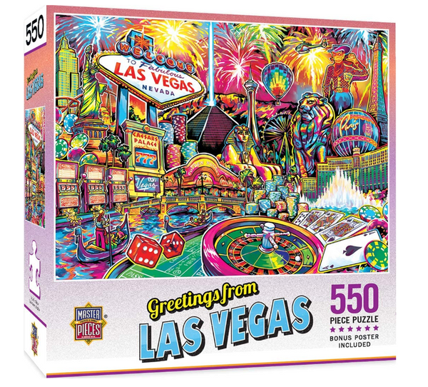 Greetings From Las Vegas 550 piece jigsaw puzzle (+poster!) 610mm x 460mm  (mpc)