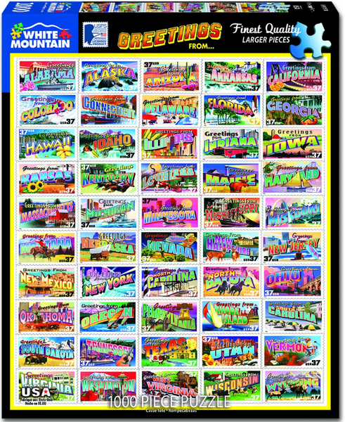 Greetings From (US State Stamps) 1000 Piece Jigsaw Puzzle 760mm x 610mm  (wmp)