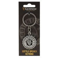 Guinness Bottle Cap keyring with bottle opener on reverse (silver)