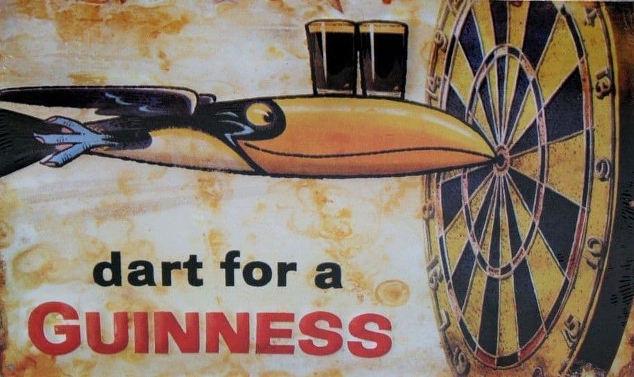Guinness Dart For Large Metal Sign 18" x 12" sf