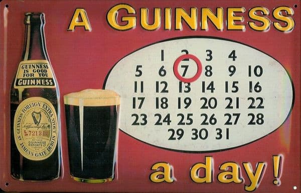 Guinness Everlasting Calendar embossed metal sign 300mm x 200mm (sg)