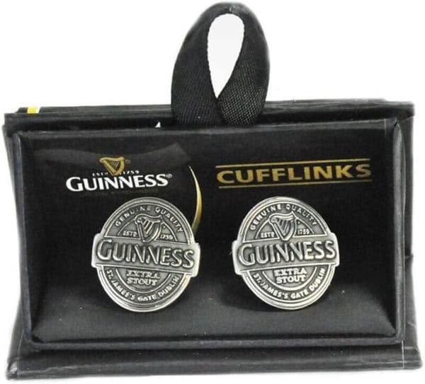 Guinness Extra Stout Antique Silver metal / enamel cufflinks