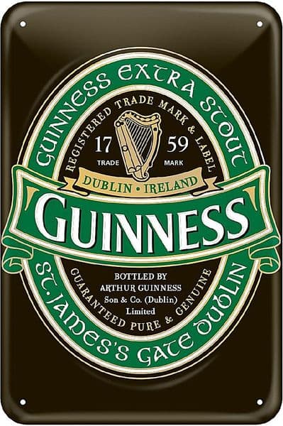Guinness Green Label embossed metal sign  300mm x 200mm