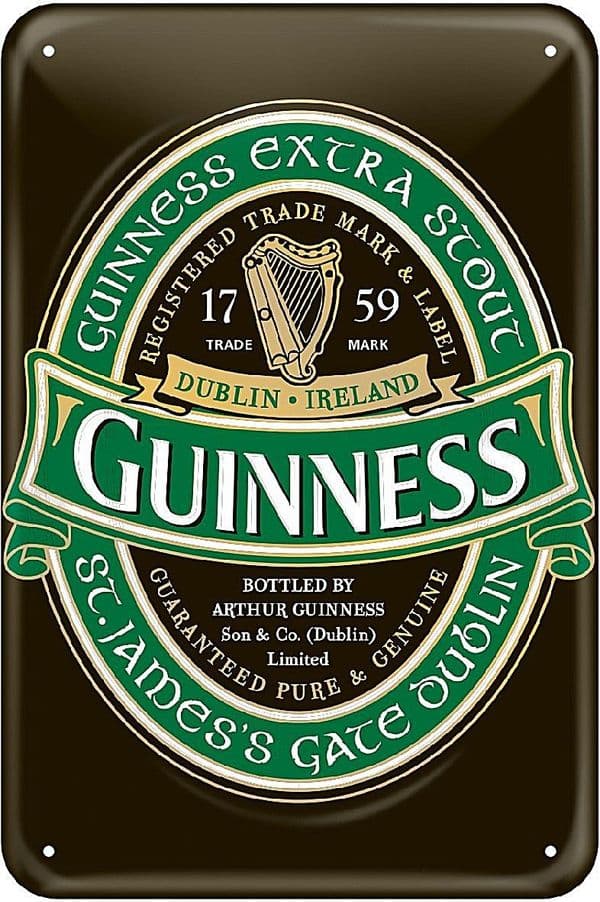 Guinness Green Label embossed metal sign  300mm x 200mm
