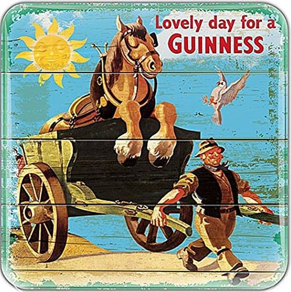 Guinness Horse & Cart cork backed drinks coaster  100mm x 100mm (sg)