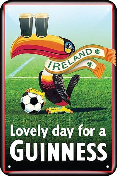 Guinness Ireland Football Toucan Embossed Metal Sign  300mm x 200mm