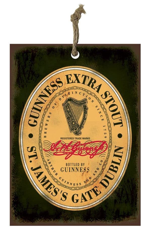 Guinness Label Mini Metal Sign Hanging Decoration 80mm x 110mm (sg)
