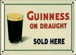 Guinness on Draught (glass) metal postcard / mini sign (hi)
