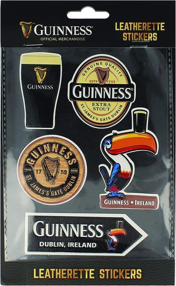 Guinness Pack of 5 Leatherette Stickers Officially Licensed  (sg)
