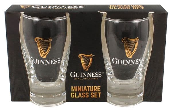 Guinness Set of 2 x Miniature Beer Glasses with Harp Design