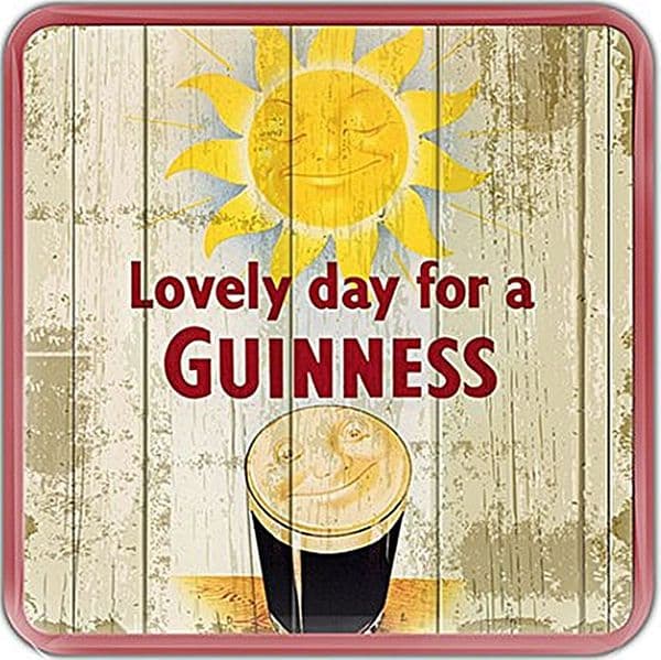 Guinness Smiling Pint / Sun cork backed drinks coaster  100mm x 100mm (sg)