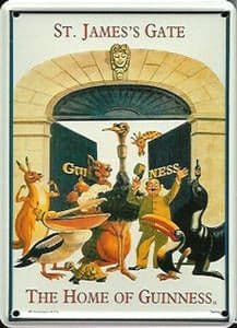 Guinness St James Gate (Animals) metal postcard / mini sign