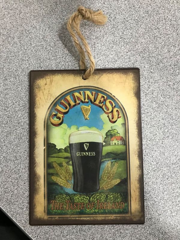 Guinness The Taste of Ireland Mini Metal Sign Hanging Decoration 80mm x 110mm (sg)