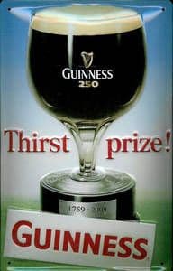 Guinness Thirst Prize metal postcard / mini sign