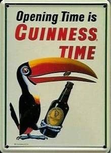 Guinness Toucan Opening Bottle metal postcard / mini-sign