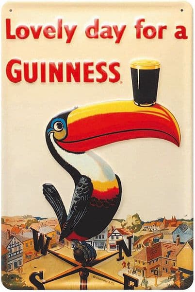Guinness Toucan Weathervane embossed metal sign     300mm x 200mm