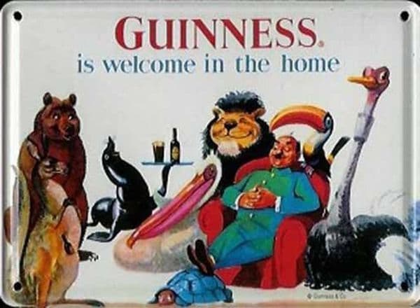 Guinness Welcome In The Home (Animals) metal postcard / mini sign    (hi)