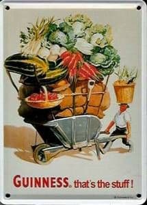 Guinness Wheelbarrow metal postcard / mini-sign