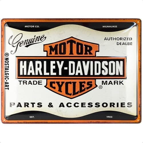 Harley Davidson Parts & Accessories large embossed steel sign (lscape)  400mm x 300mm