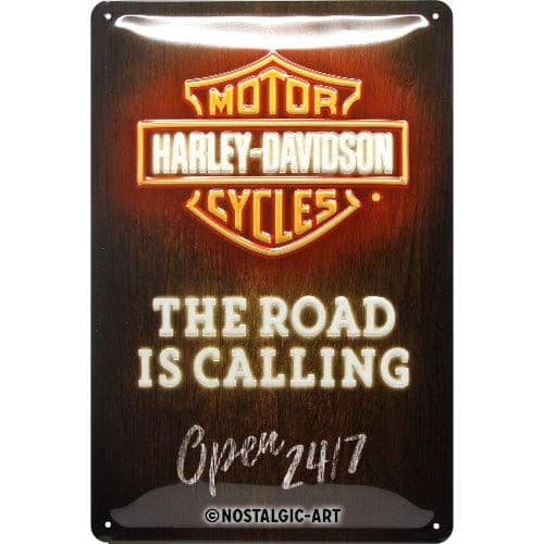 Harley Davidson The Road Is Calling Neon Look Medium Metal Sign 200mm x 300mm (na)