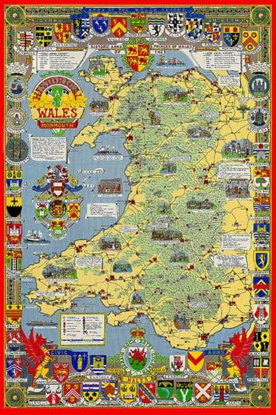 Historical Map Of Wales & Monmouth 1000 Piece Jigsaw Puzzle 690mm x 480mm