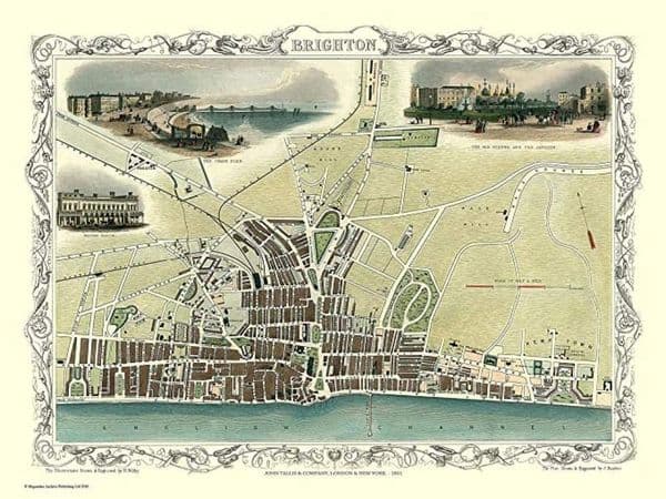 History Portal Brighton 1851 Map John Tallis 1000 Piece Jigsaw 690mm x 480mm(jg)