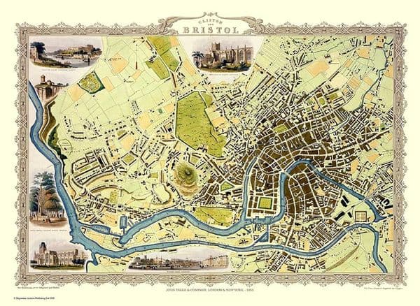 History Portal Bristol 1851 Map John Tallis 1000 Piece Jigsaw 690mm x 480mm (jg)