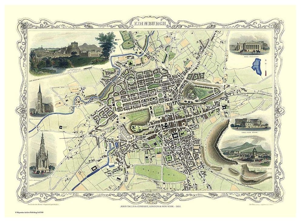 Puzzle Mappa Storica Di Glasgow 1851 – John Tallis – 1000 Pezzi (690x480mm)