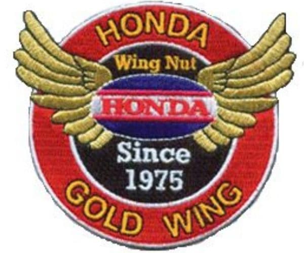 Honda Gold Wing since 1975 round with wings  iron / sew on cloth patch   85mm x 75mm    (pa)