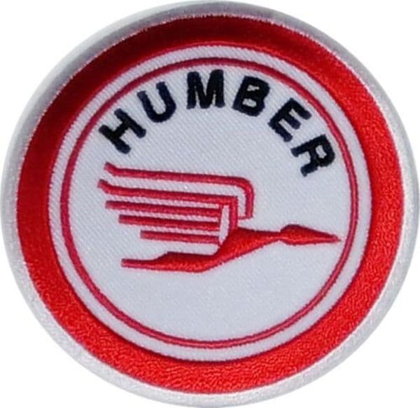 Humber logo iron-on/sew-on cloth patch  75mm round (ff)