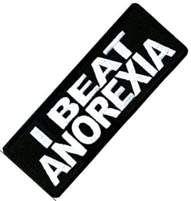 I Beat Anorexia iron-on/sew-on patch 85mm x 30mm (cp)