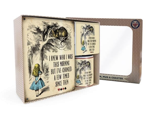 I Knew Who I Was...  Alice In Wonderland Boxed Gift Set inc. Mug + Coaster + Sign (og)