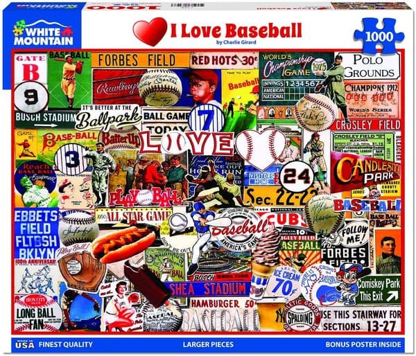 I Love Baseball 1000 Piece Jigsaw Puzzle by White Mountain 760mm x 610mm