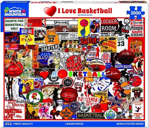I Love Basketball 1000 Piece Jigsaw Puzle by White Mountain 760mm x 610mm (wmp)